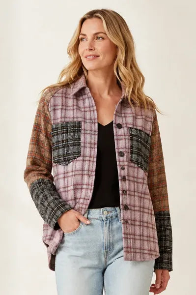 PINE COLORBLOCK SHACKET 60360