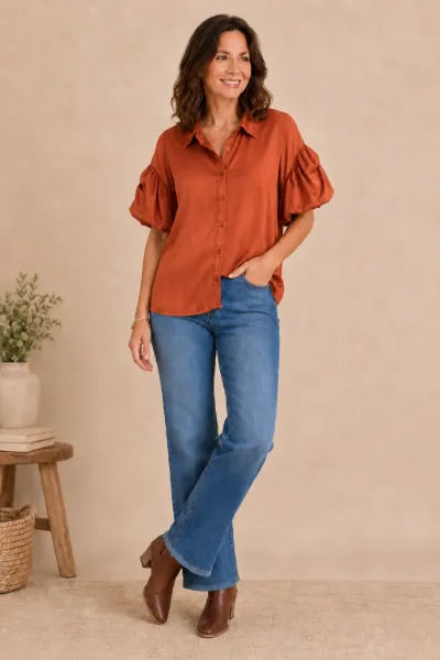 PINE RUST PUFF SLV SHIRT