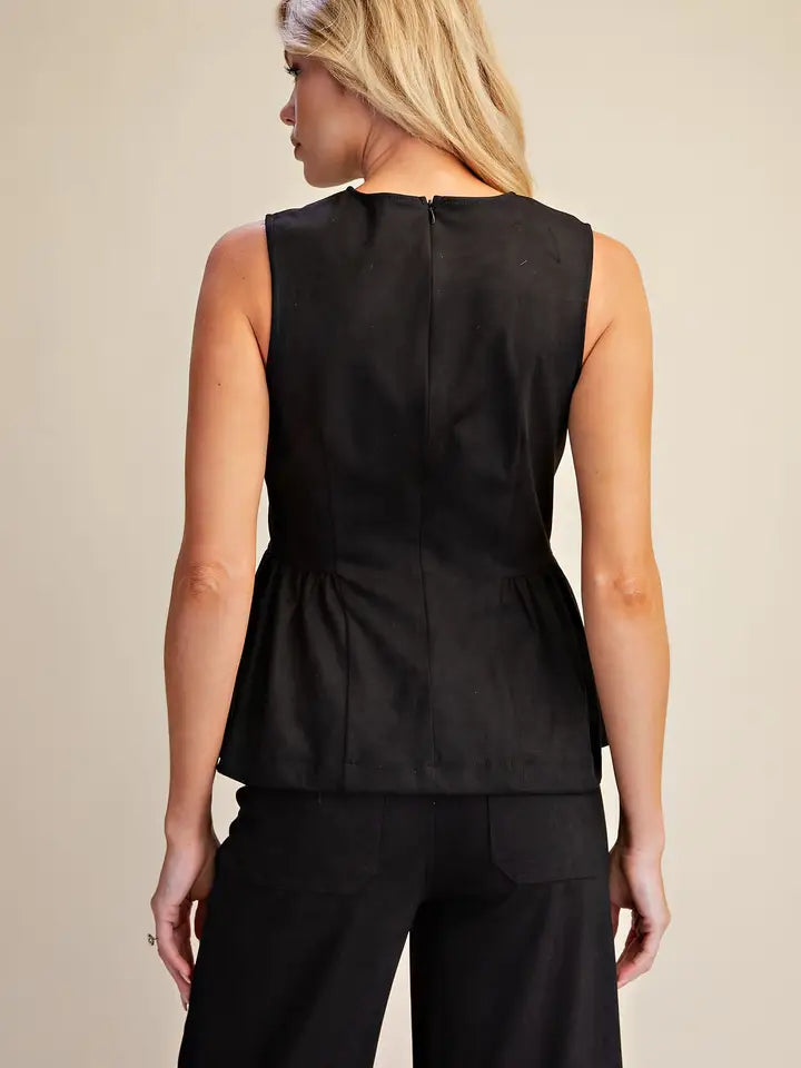 GLAM BLACK PEPLUM TOP T8488