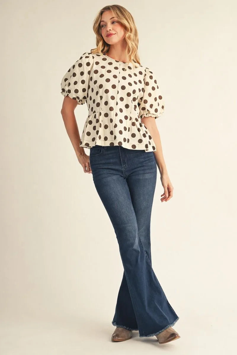 JODIFL BROWN DOT TOP H51277-1