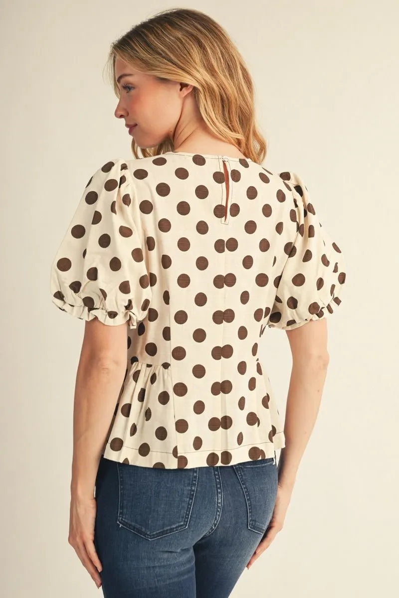 JODIFL BROWN DOT TOP H51277-1