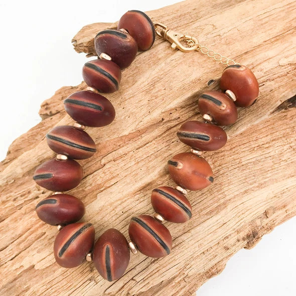 VIRTUE THE TAMARA JUMBO BROWN SEED STUDDED STATEMENT NECKLACE