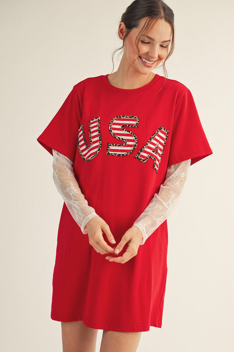 JODIFL RED USA DRESS G14935