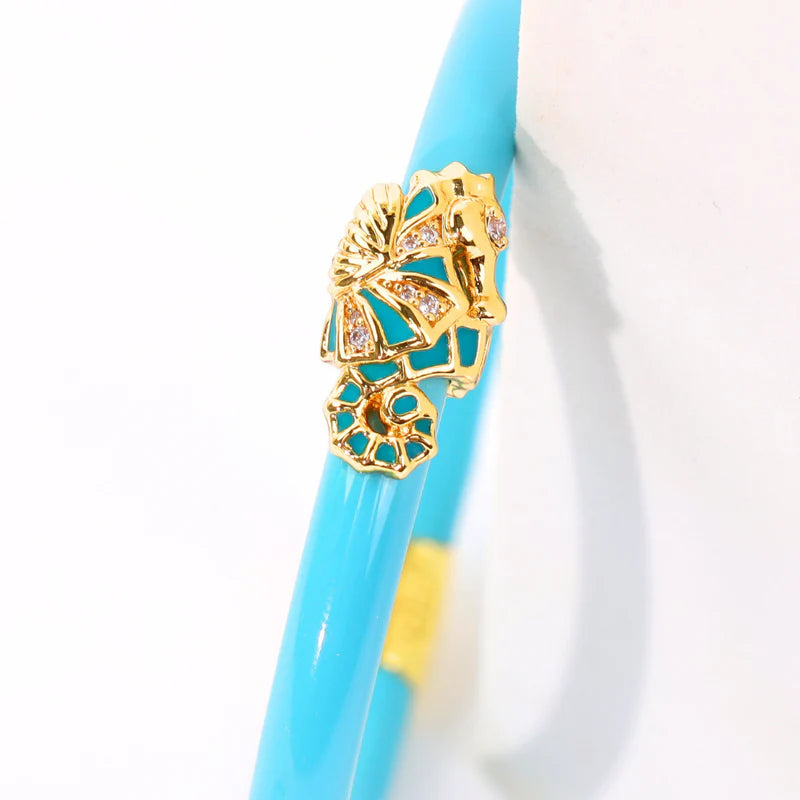 BG TURQUOISE FAUNA SEAHORSE AWB LARGE