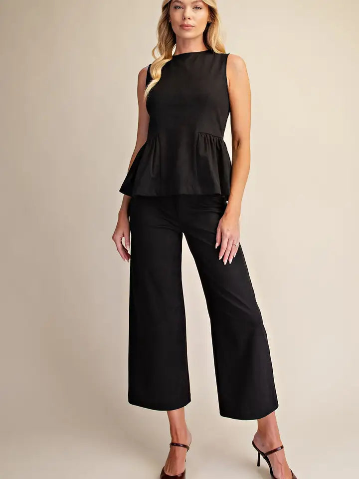 GLAM BLACK PEPLUM TOP T8488