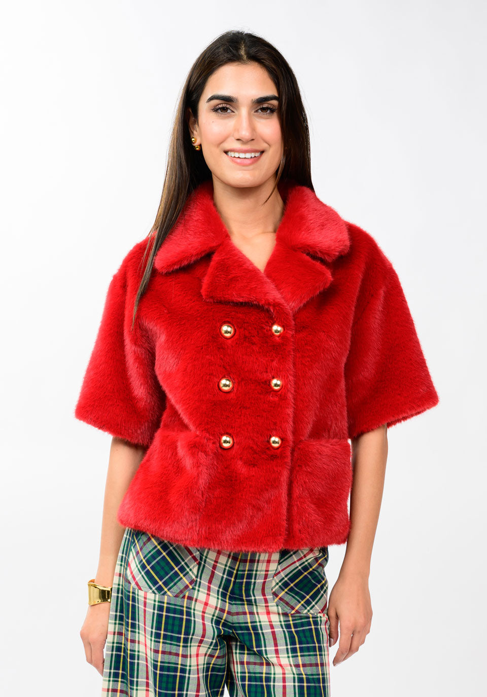 IJ RED FAUX FUR JACKET 130258