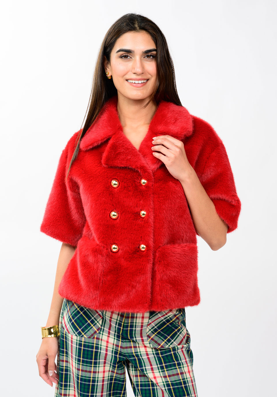 IJ RED FAUX FUR JACKET 130258