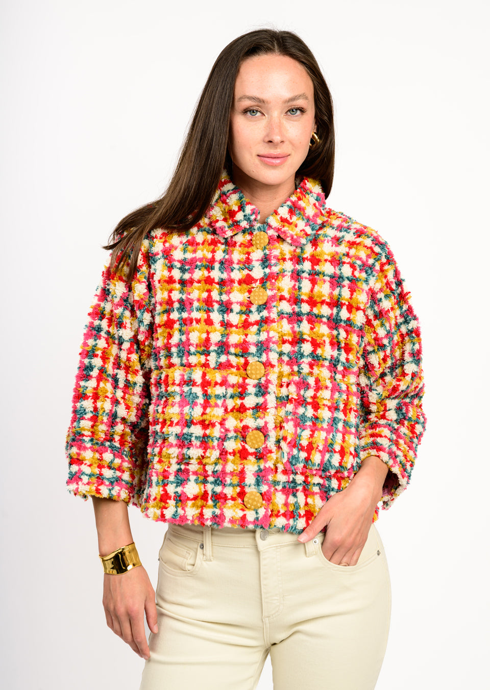 IVY JANE PLAID SHAG JACKET