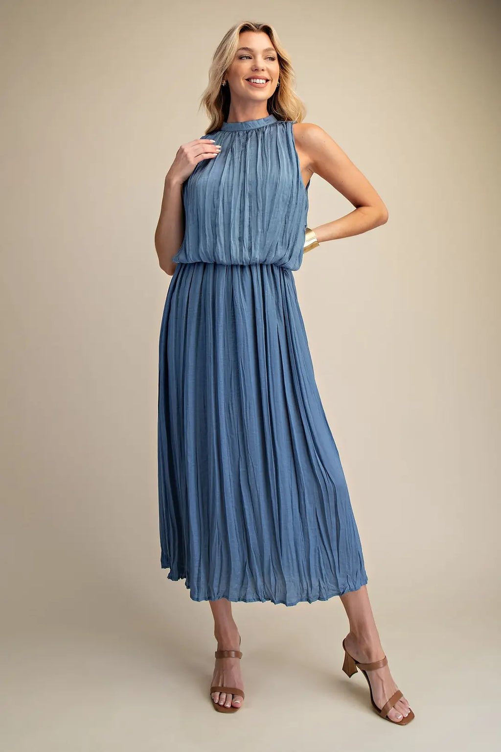 Glam Sleeveless Midi Dress - Slate Blue
