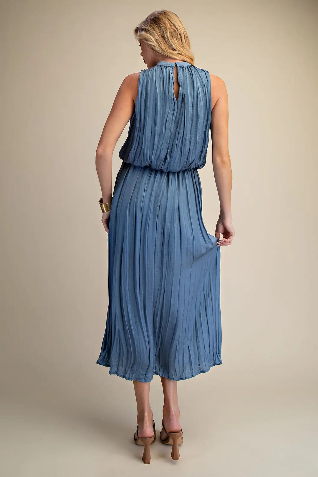 Glam Sleeveless Midi Dress - Slate Blue