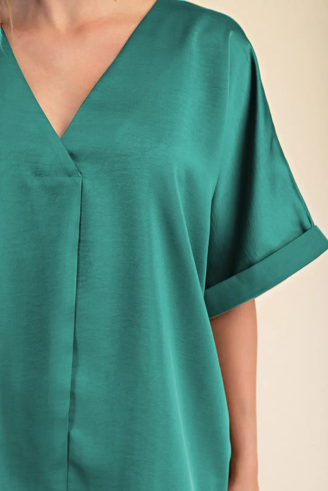 GLAM TEAL SATIN BLOUSE T9277