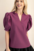 GLAM PLUM VNECK TOP T8240