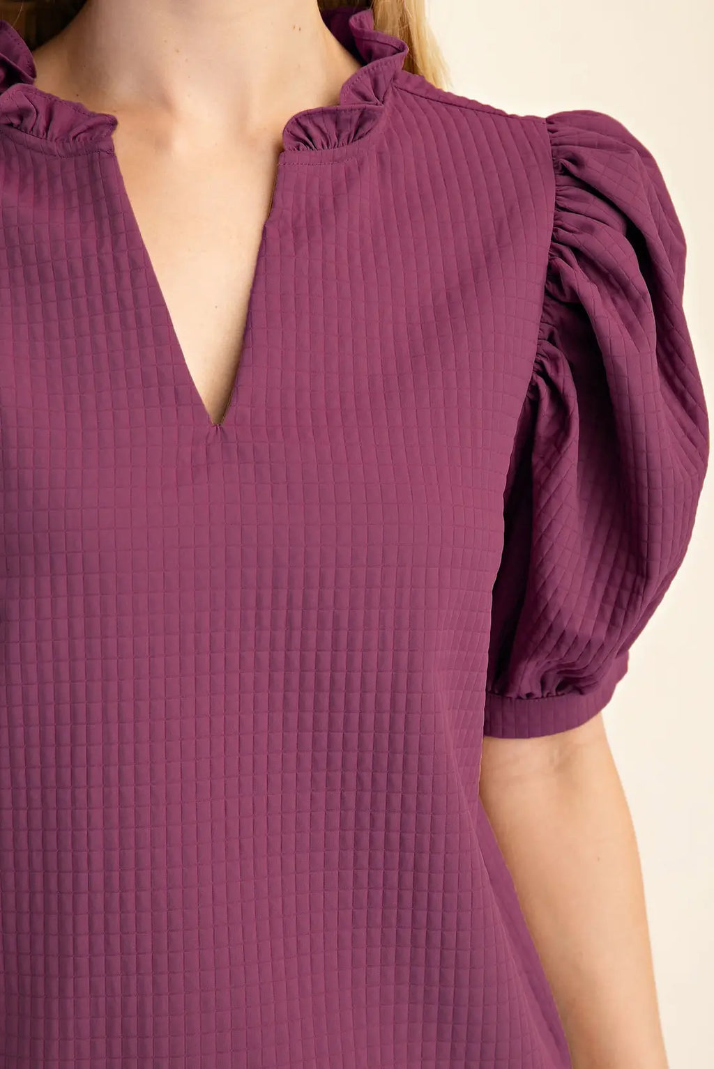 GLAM PLUM VNECK TOP T8240