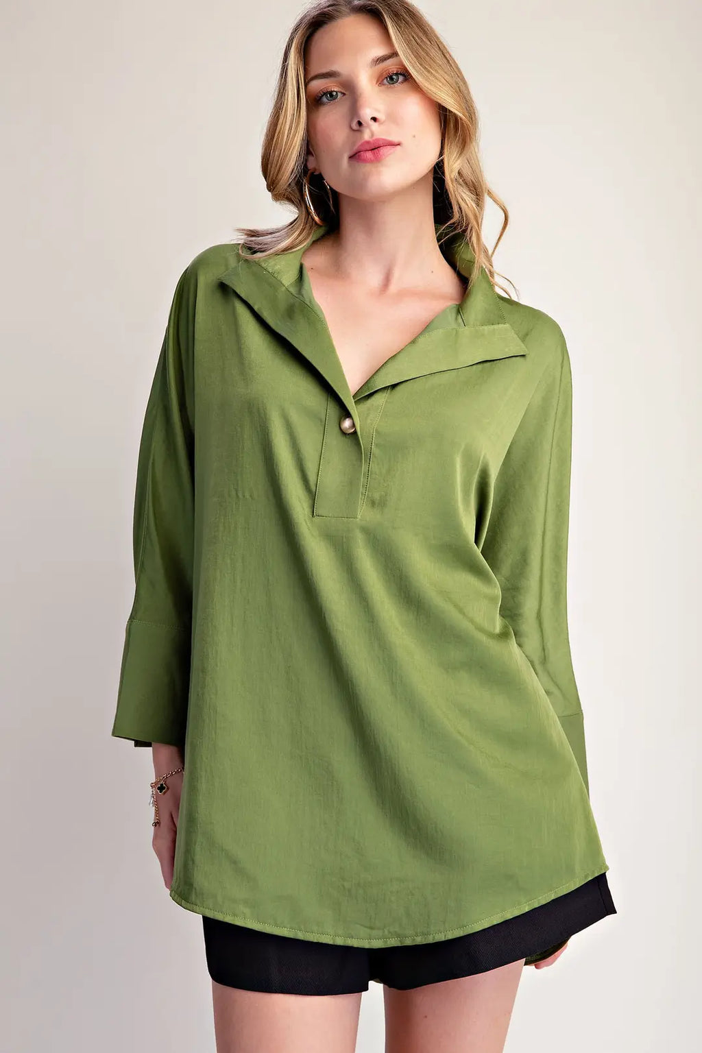 GLAM GREEN DOLMAN SLV TOP T8274