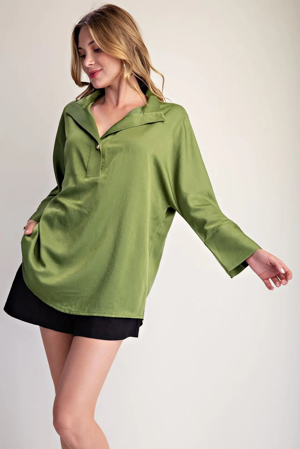 GLAM GREEN DOLMAN SLV TOP T8274