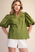 GLAM OLIVE VNECK SHIRT T8340