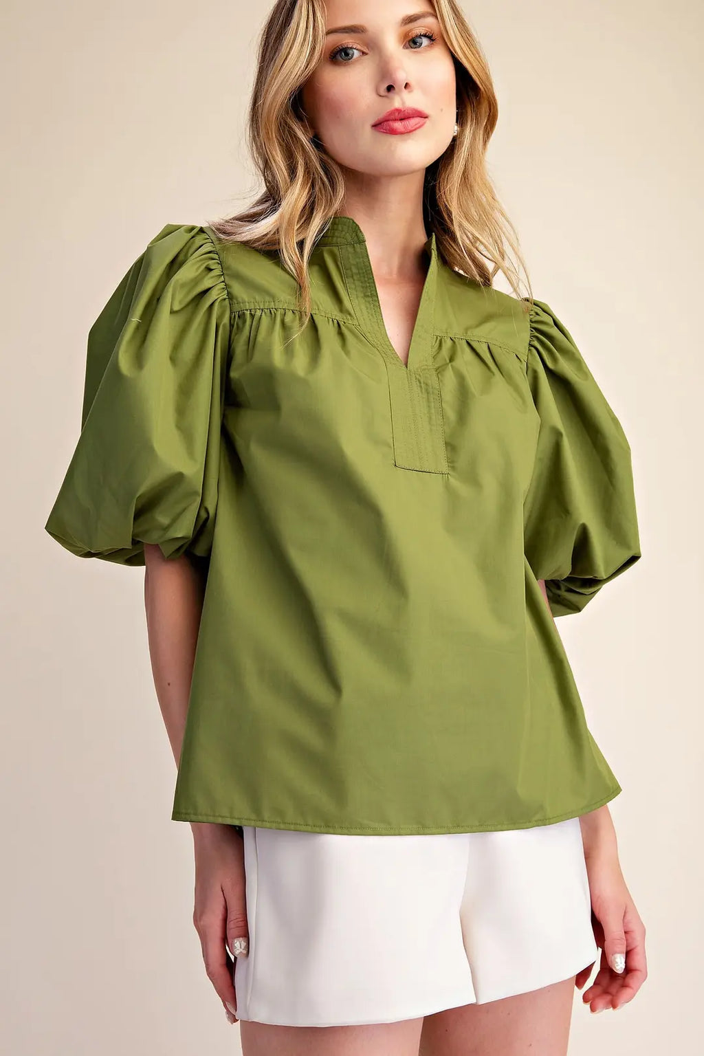 GLAM OLIVE VNECK SHIRT T8340