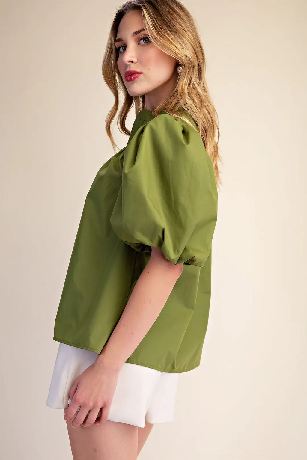 GLAM OLIVE VNECK SHIRT T8340