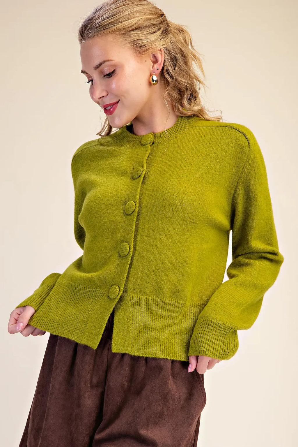 GLAM LIGHT OLIVE CARDIGAN SW8365