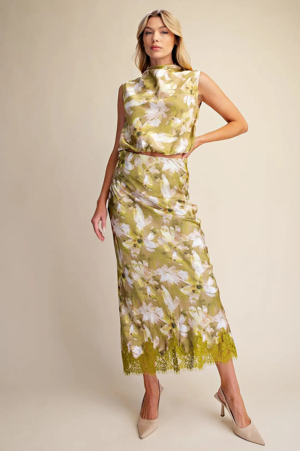 GLAM FLORAL MIDI SKIRT S9183