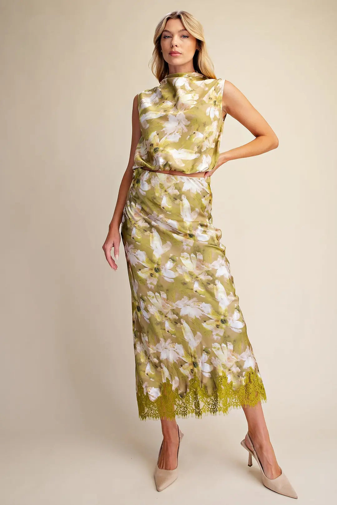 GLAM FLORAL MIDI SKIRT S9183