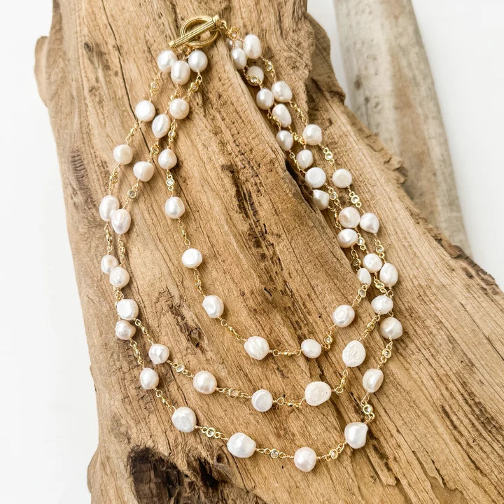 Virtue Triple Strand Freshwater Pearl Necklace