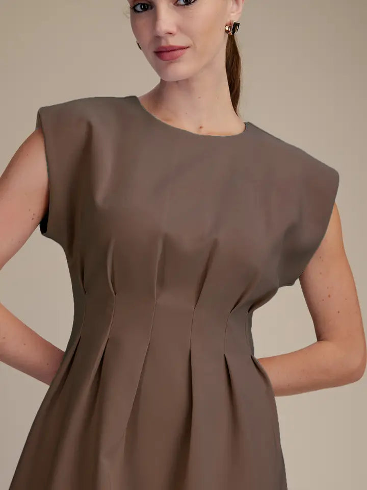 GLAM BROWN MIDI DRESS D8268