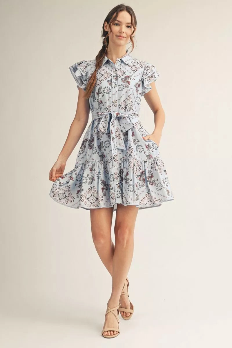 JODIFL H13029 BLUE MIX DRESS