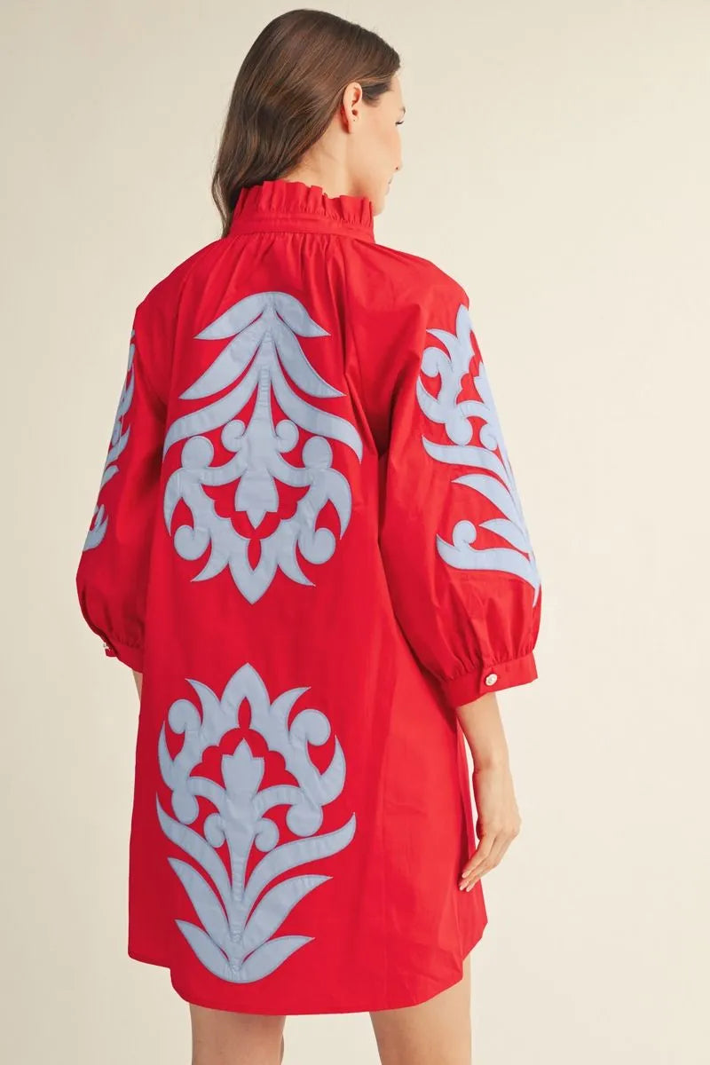 JODIFL RED/BLUE DRESS G15266