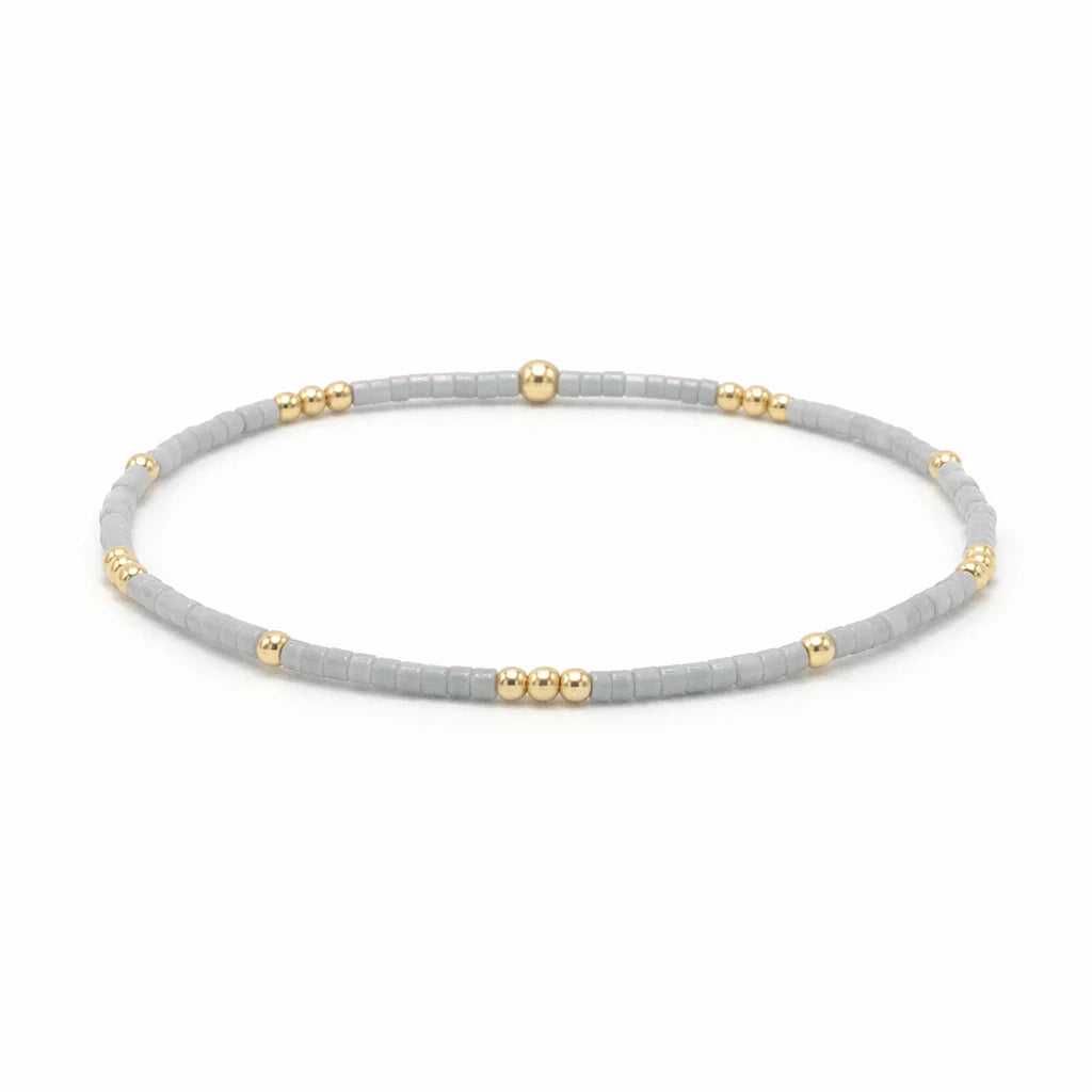 2mm Newport Cloud Gray & Gold-Filled Waterproof Bracelet - 7"