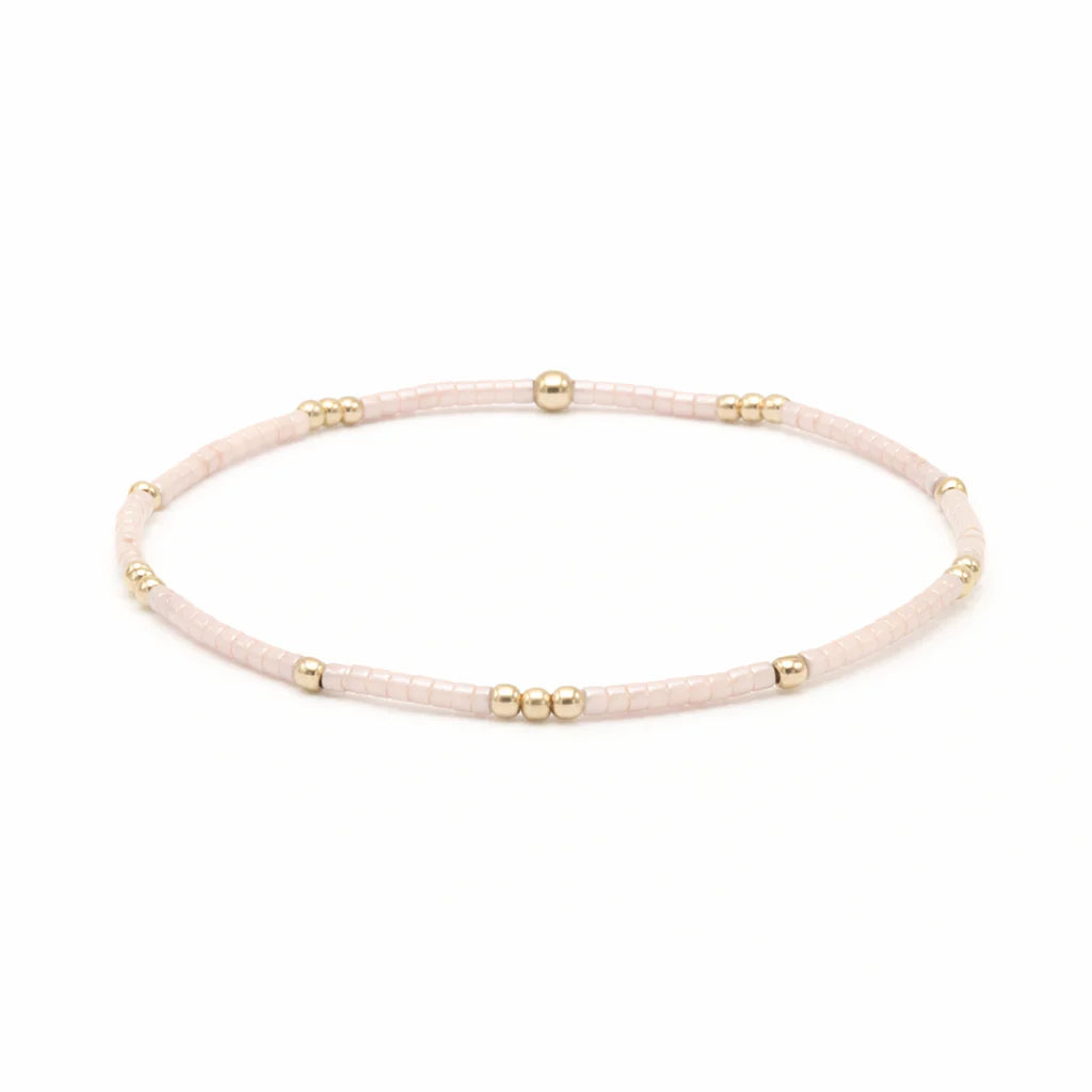 2mm Newport Palest Pink & Gold-Filled Waterproof Bracelet - 7"