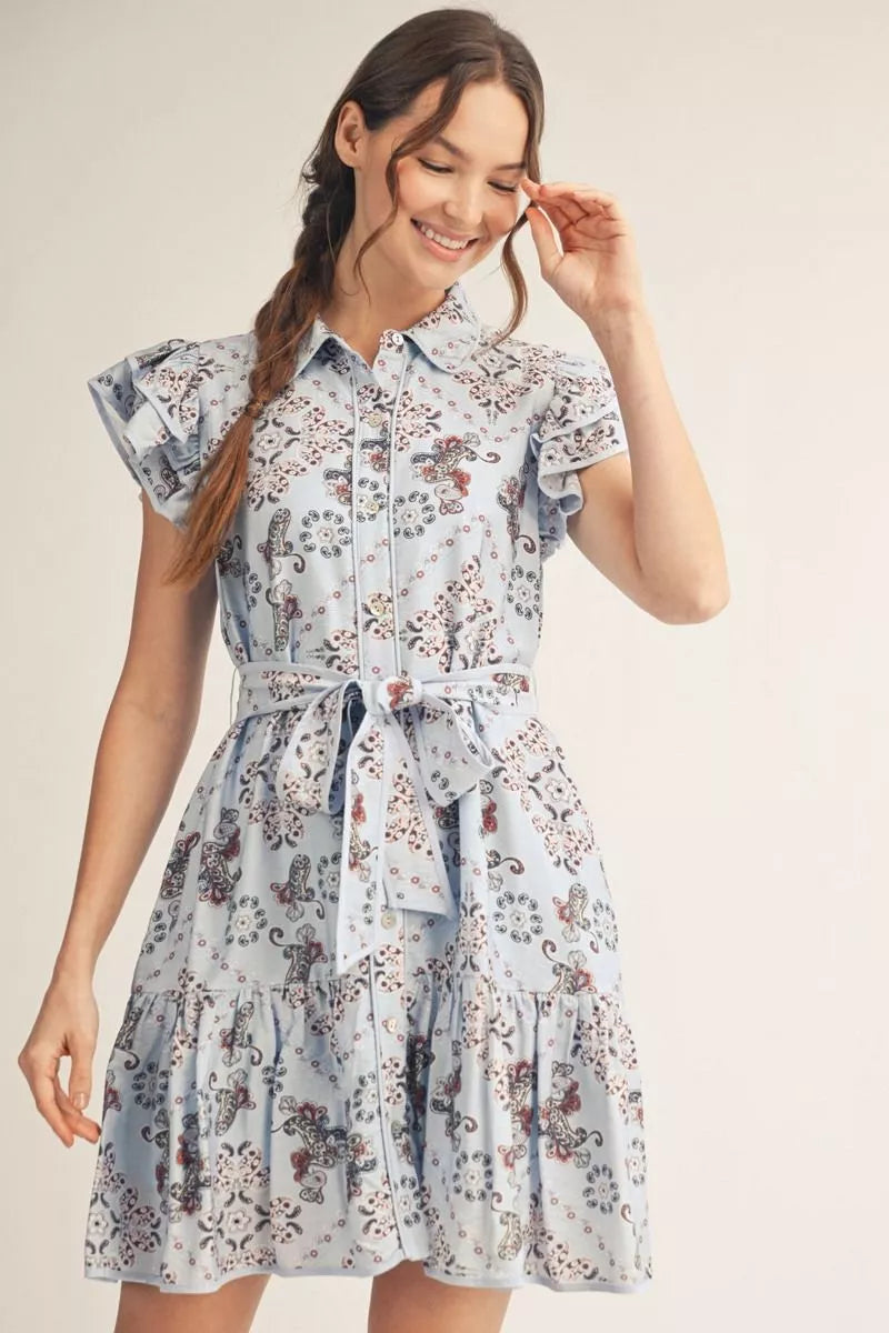JODIFL H13029 BLUE MIX DRESS