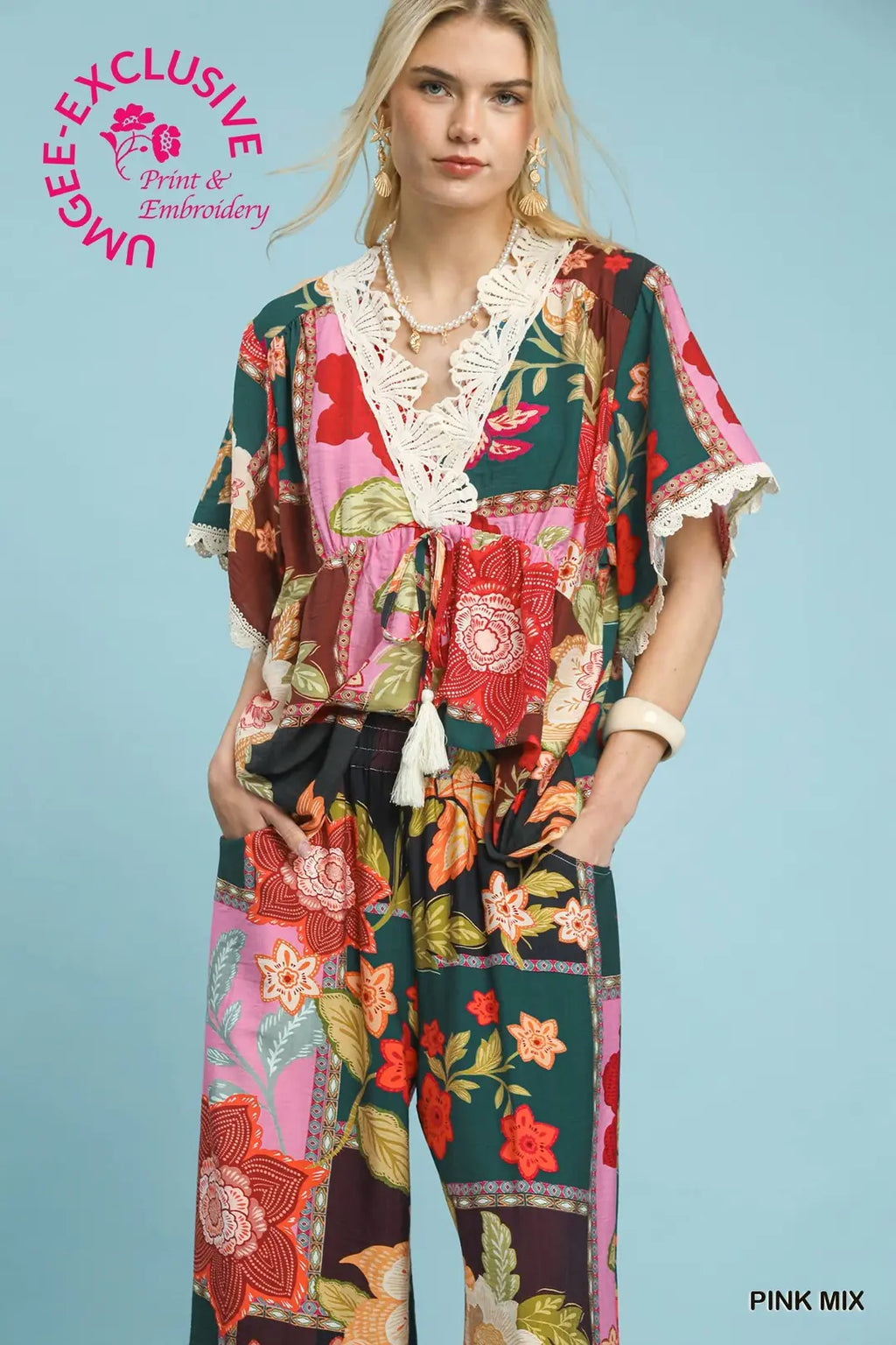 UMGEE PINK PATCH PANTS K1870