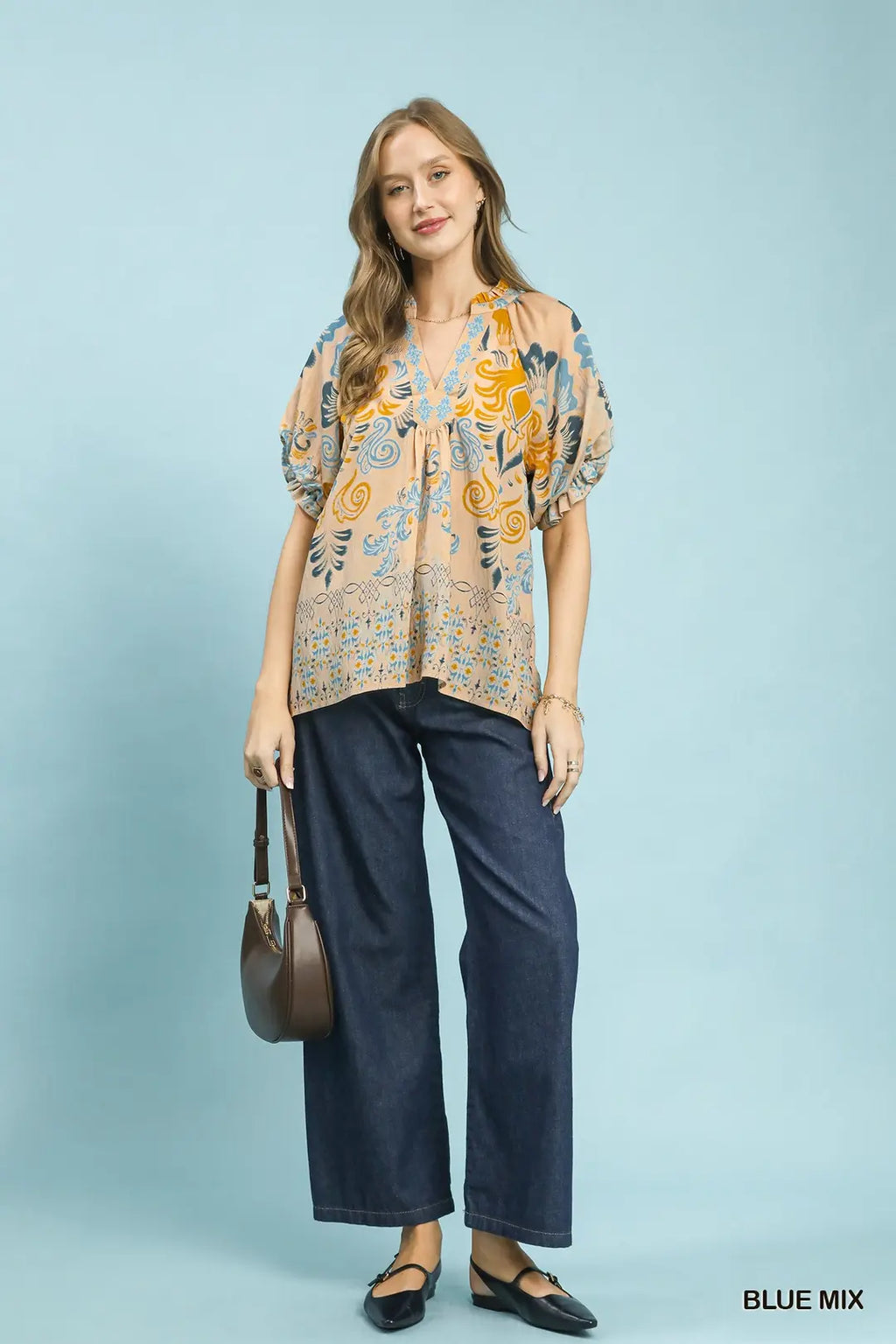 UMGEE BLUE MIX BLOUSE K1958
