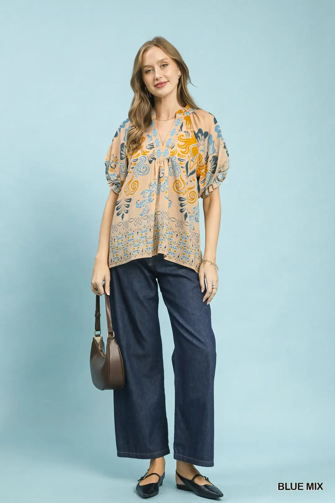UMGEE BLUE MIX BLOUSE K1958