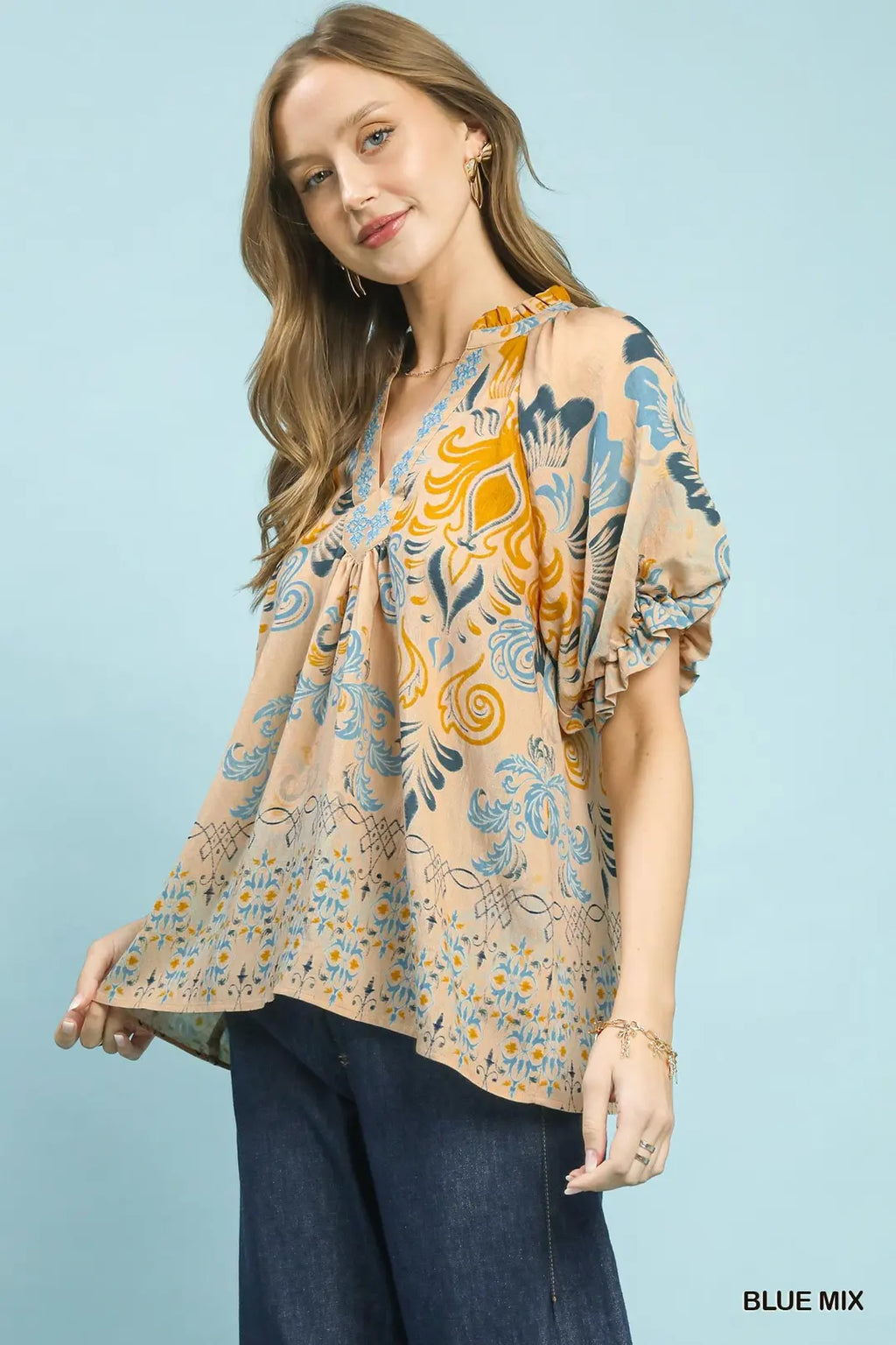 UMGEE BLUE MIX BLOUSE K1958
