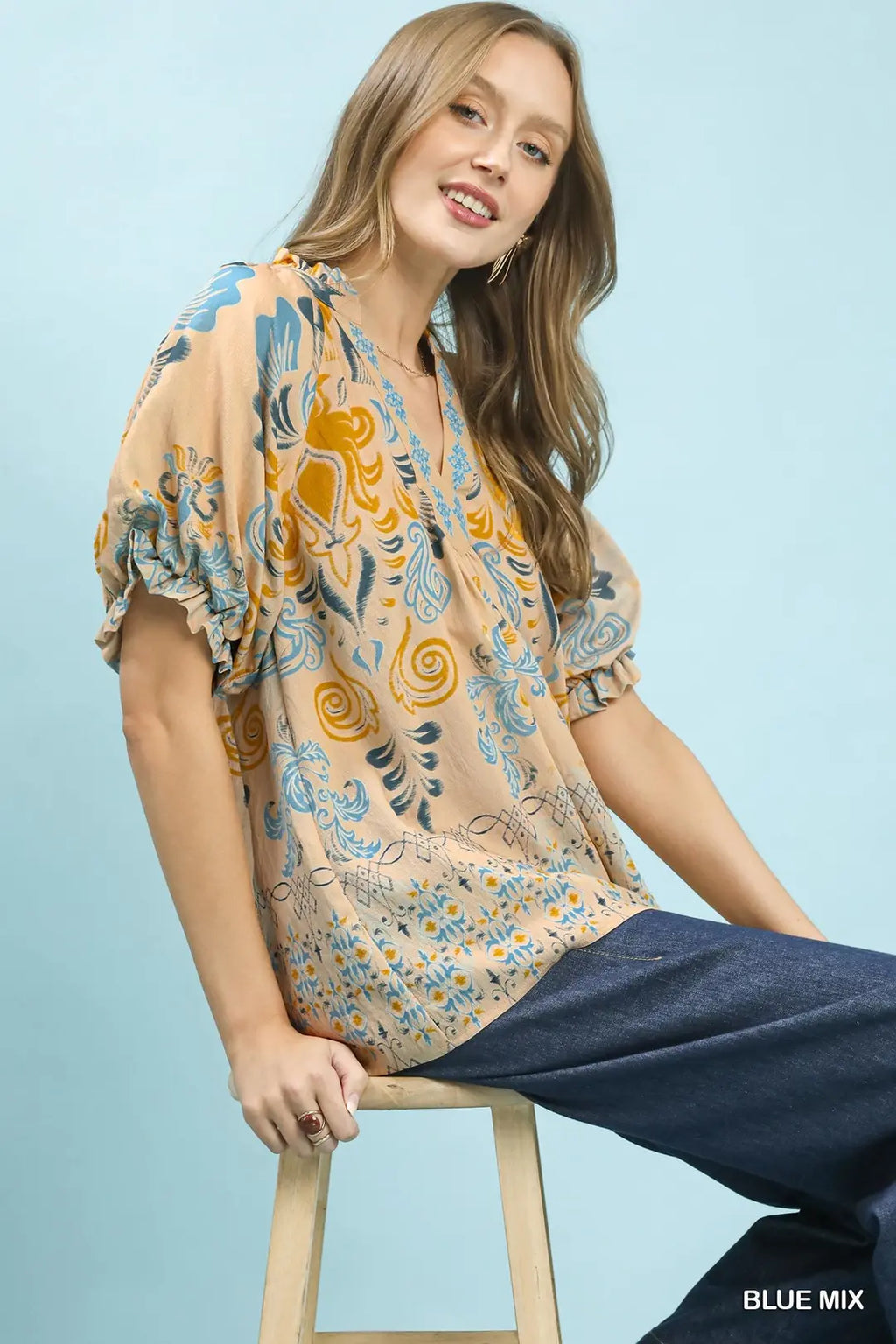 UMGEE BLUE MIX BLOUSE K1958