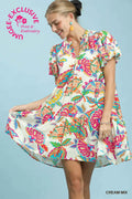 UMGEE PAISLEY CREAM MIX DRESS D1016
