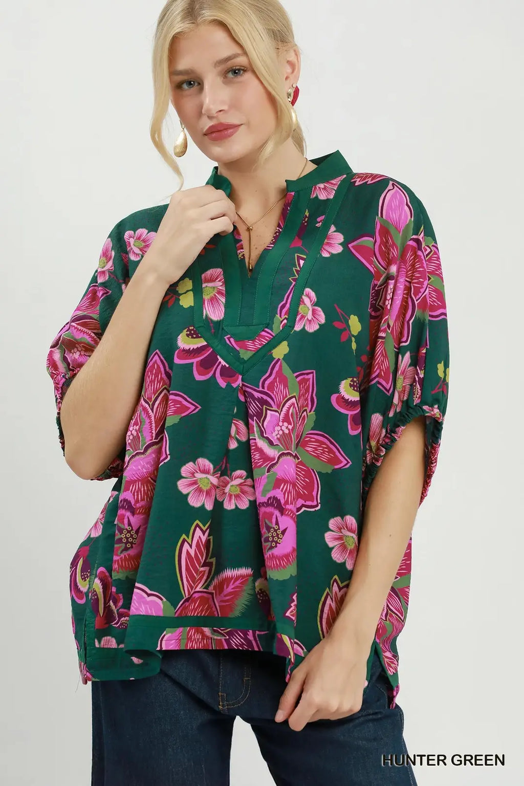 UMGEE GREEN FLORAL TOP D1101
