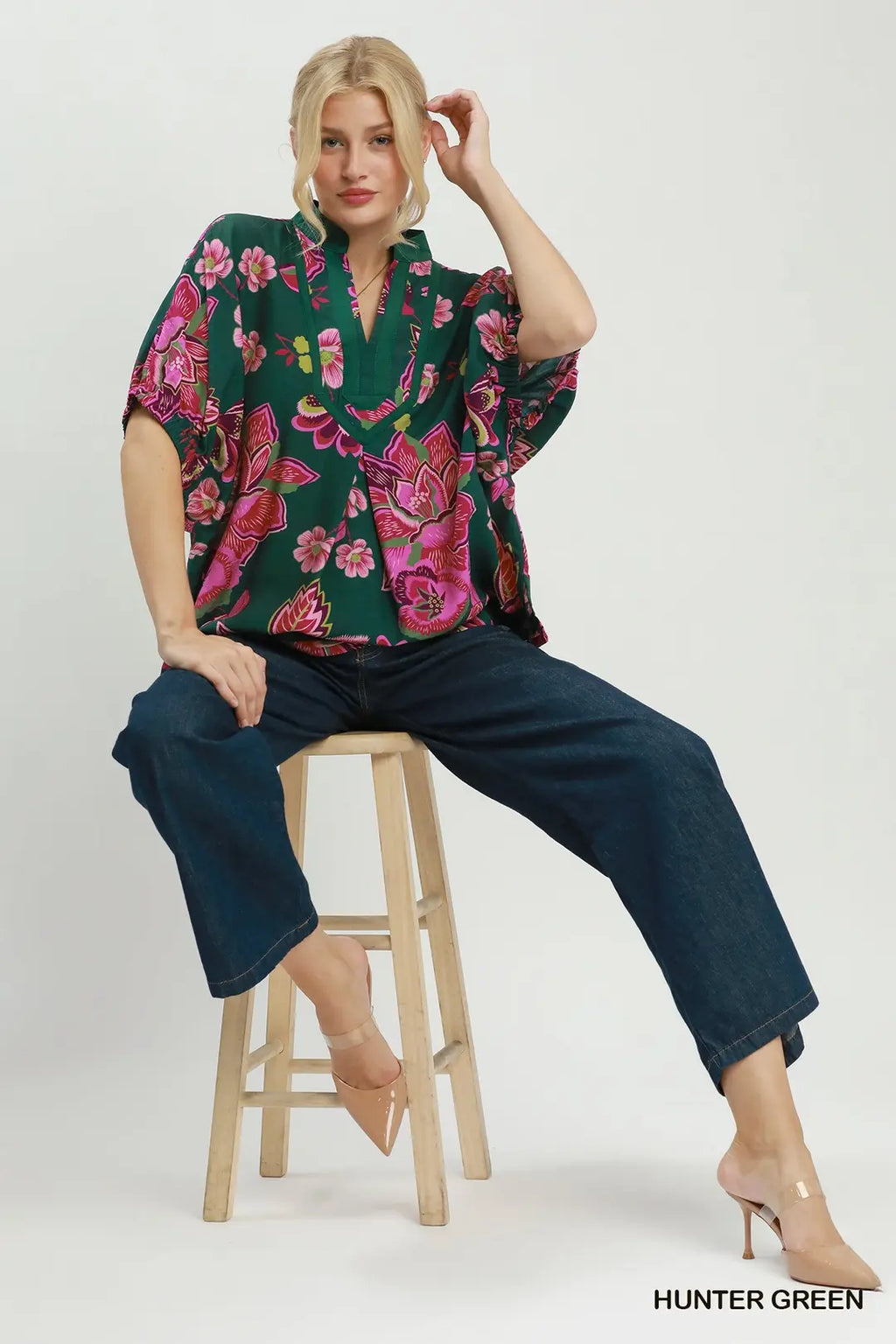 UMGEE GREEN FLORAL TOP D1101