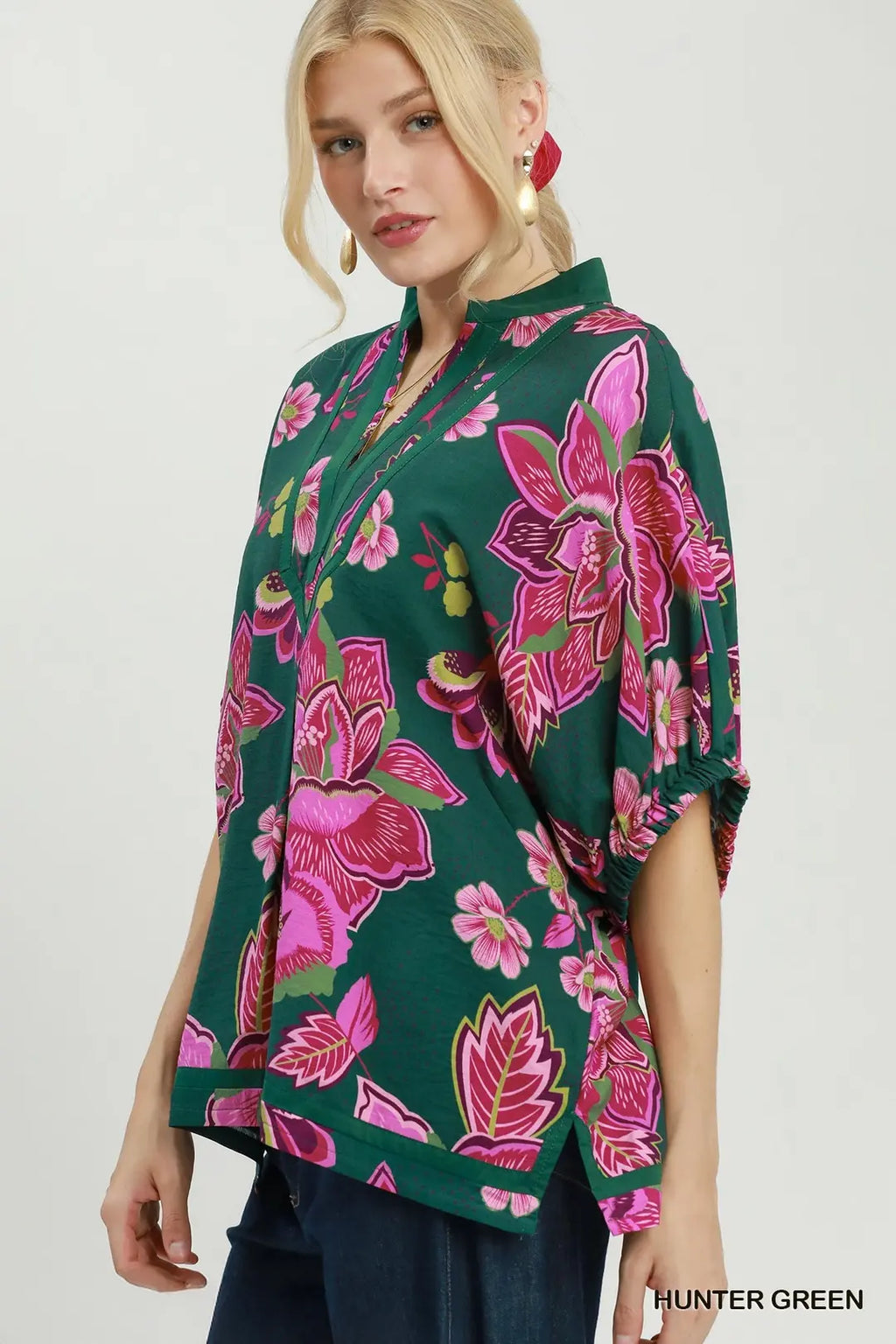 UMGEE GREEN FLORAL TOP D1101
