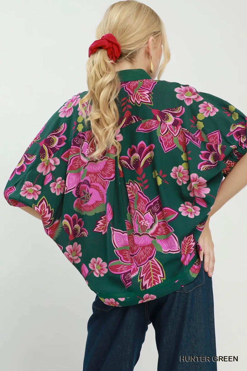 UMGEE GREEN FLORAL TOP D1101