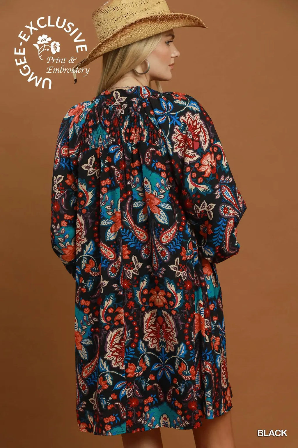 UMGEE BLACK PAISLEY DRESS C6983