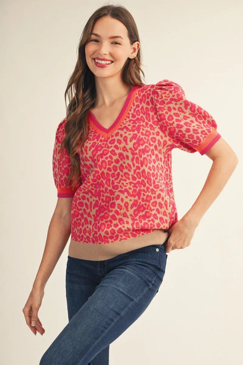 JODIFL PINK LEOP TOP G16216