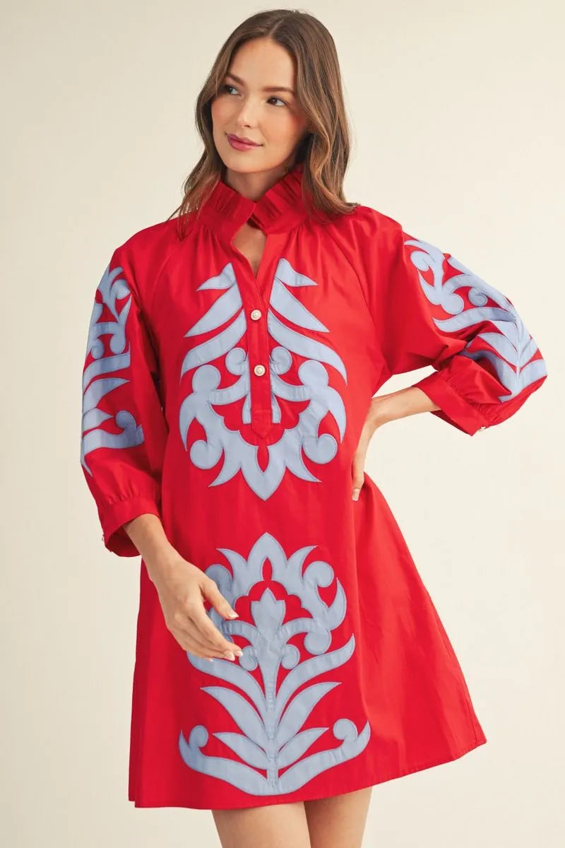 JODIFL RED/BLUE DRESS G15266