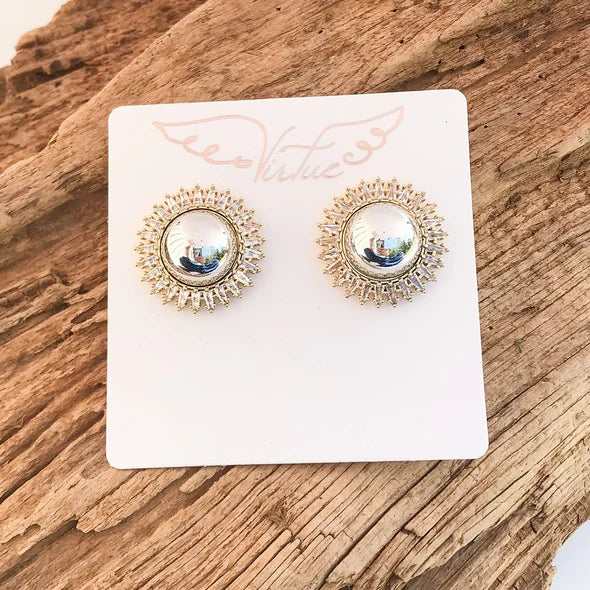 VIRTUE STARBURST DOME EARRINGS 3011SB