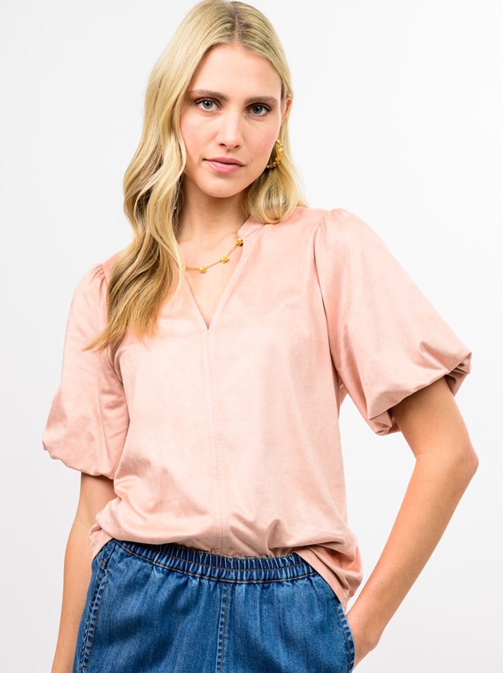IJ FAUX SUEDE POOF SLV TOP 621621