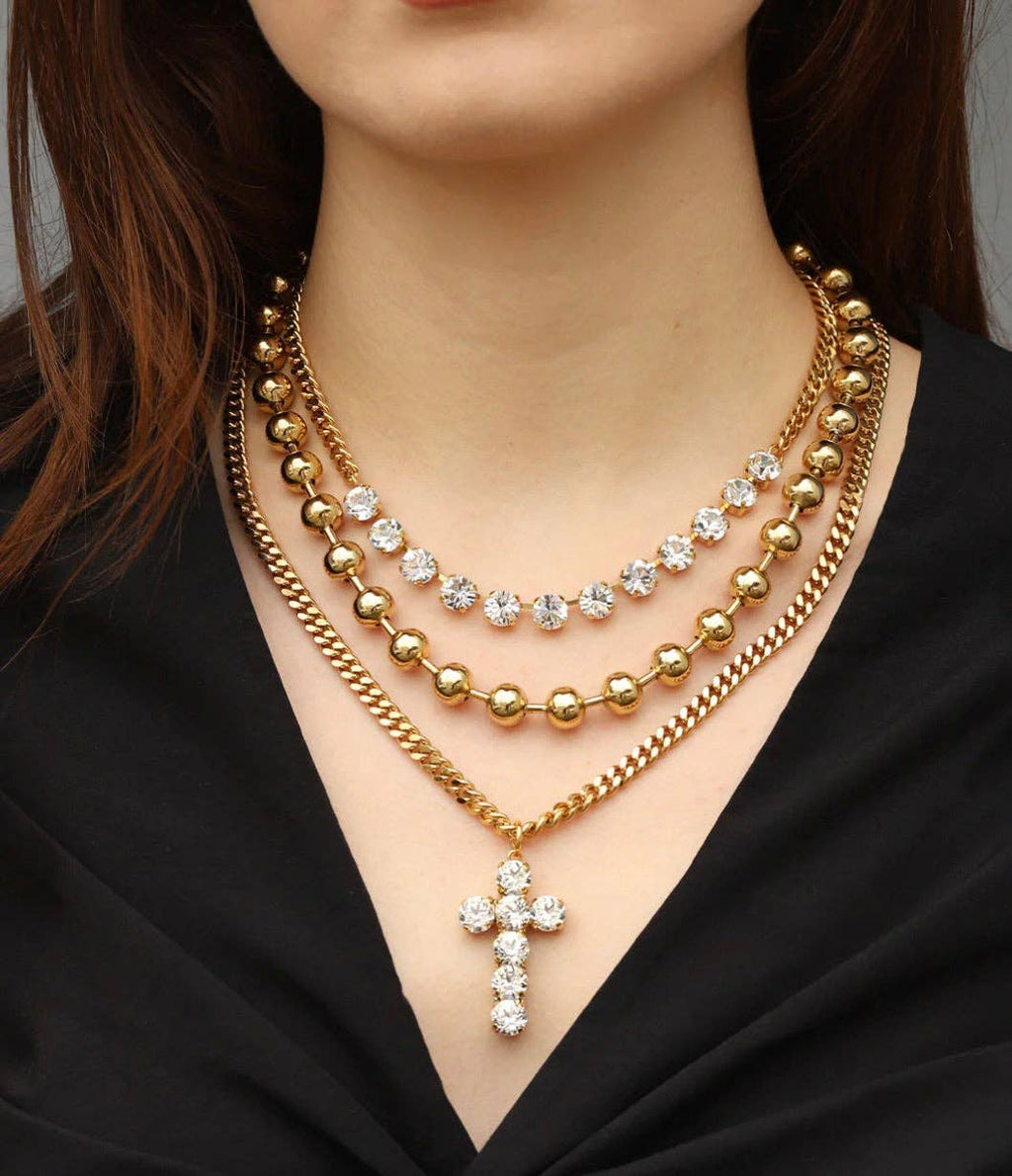 TOVA Cross necklace in Clear