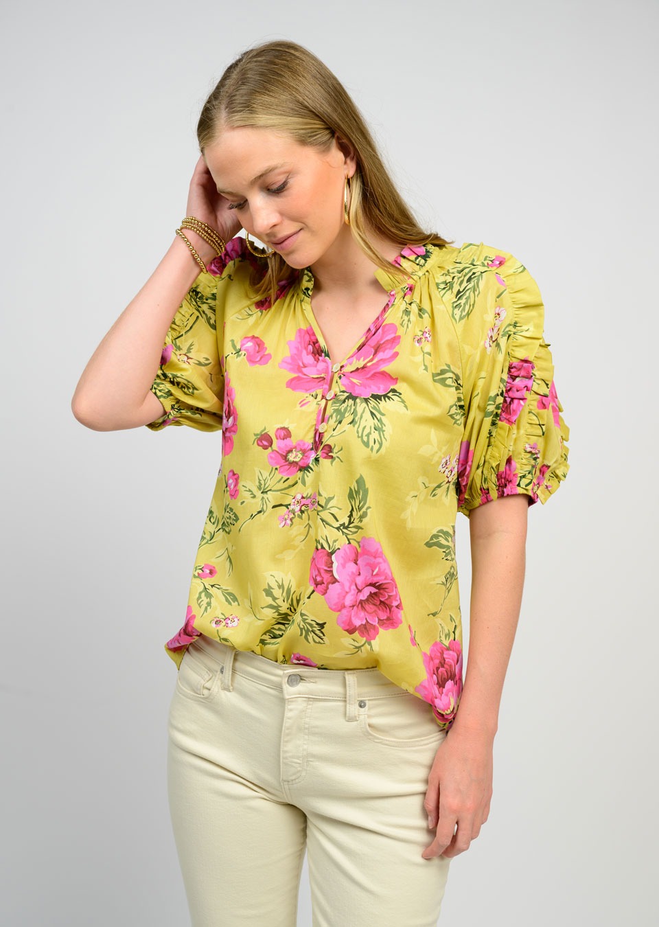 IJ RUFFLES /ROSES TOP 641487