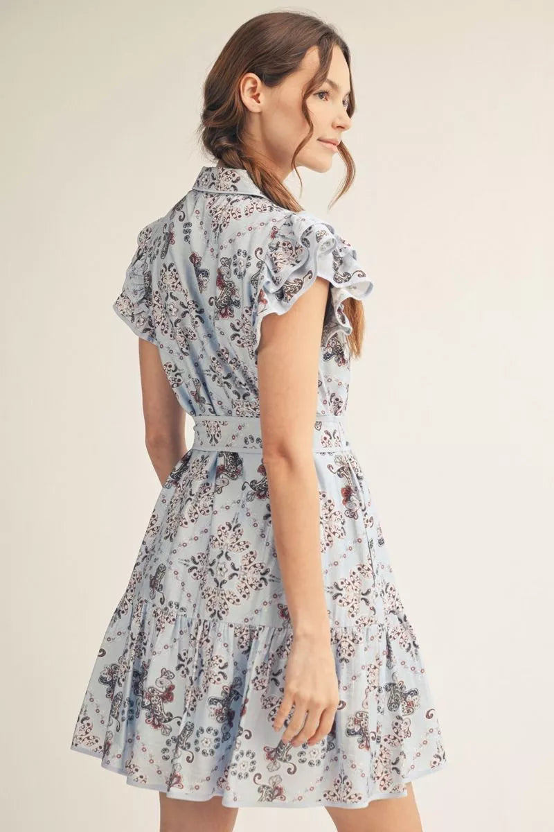 JODIFL H13029 BLUE MIX DRESS